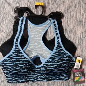 Reflex Women's Black and Blue Patterned Sports Bra